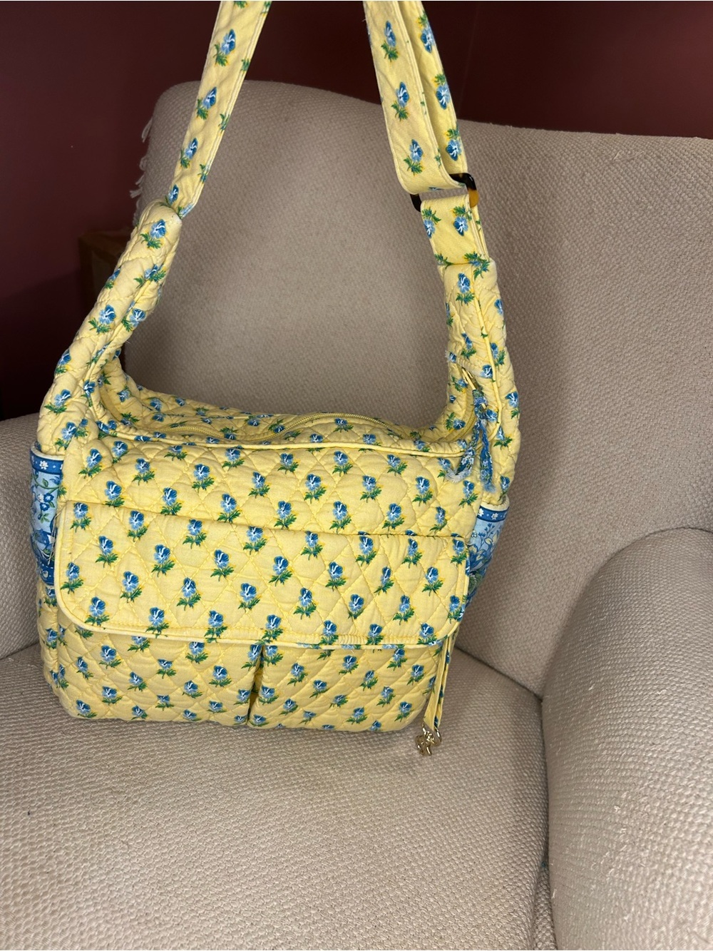 Vera Bradley Katherine Carry All bag  Quilted Yellow Floral Shoulder Bag -